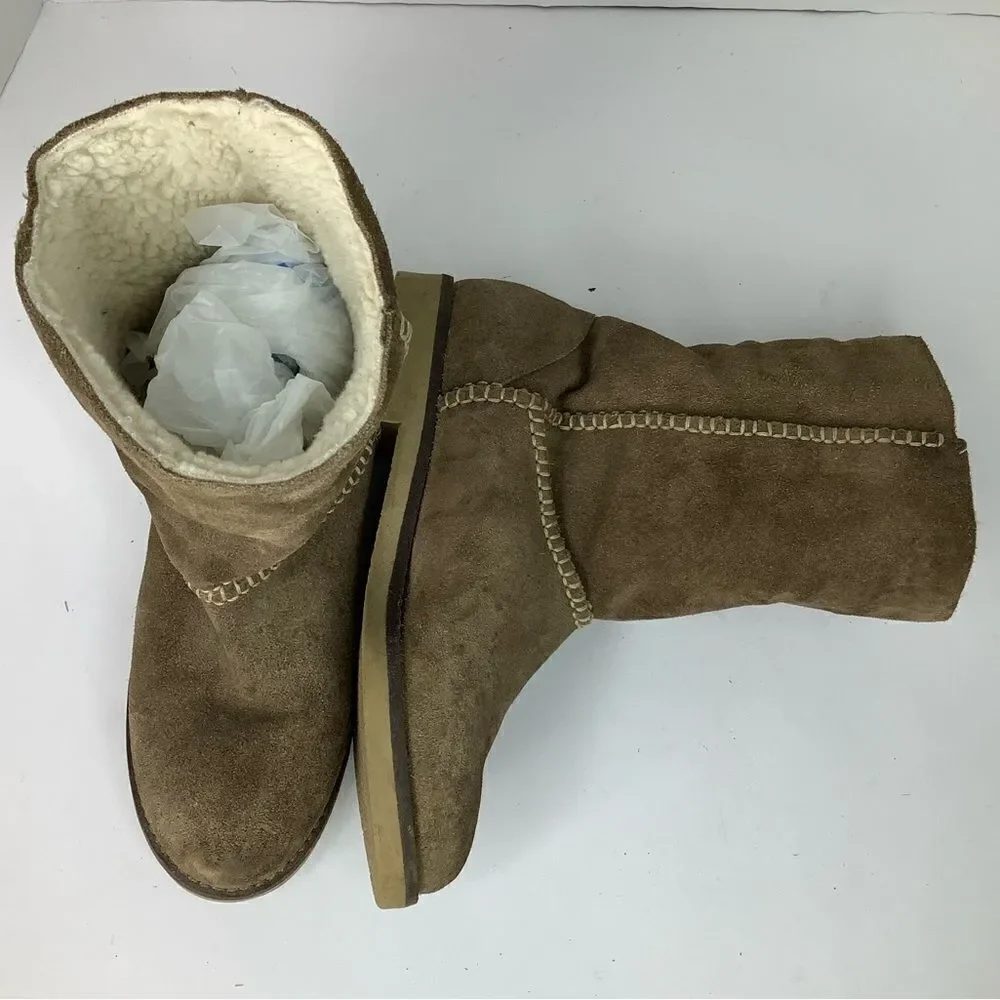 Coolway Azalea Brown Suede Fleece Lined Winter Women Mid Calf Boots Sz 38/US 7.5